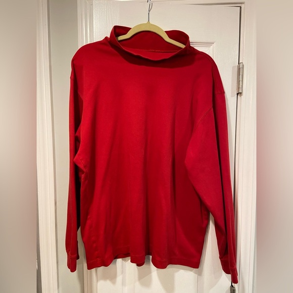 L.L. Bean Men’s Red Mock Turtleneck Long sleeve Pullover Shirt Cotton Size XL - Picture 1 of 10